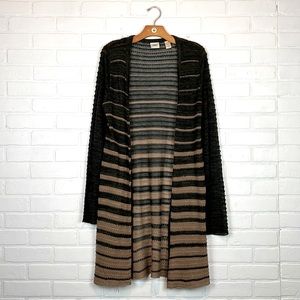 Daytrip Longline Loose Knit Open Front Cardigan Sweater L